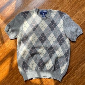 Mint Ralph Lauren Polo Argyle Short Sleeve Sweater Shirt - size M